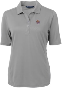Cutter and Buck LSU Tigers Womens Grey Virtue Eco Pique Short Sleeve Polo Shirt