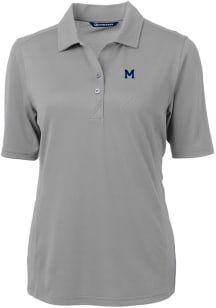 Cutter and Buck Michigan Wolverines Womens Grey Virtue Eco Pique Short Sleeve Polo Shirt