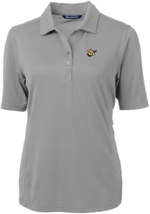 Cutter and Buck West Virginia Mountaineers Womens Grey Virtue Eco Pique Short Sleeve Polo Shirt