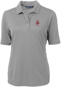 Cutter and Buck Washington State Cougars Womens Grey Virtue Eco Pique Short Sleeve Polo Shirt