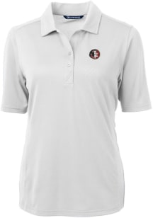 Cutter and Buck Florida State Seminoles Womens White Virtue Eco Pique Short Sleeve Polo Shirt
