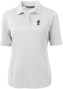 Cutter and Buck Kansas Jayhawks Womens White Virtue Eco Pique Short Sleeve Polo Shirt