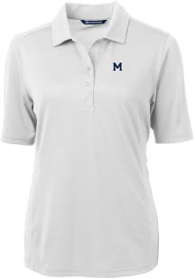 Cutter and Buck Michigan Wolverines Womens White Virtue Eco Pique Short Sleeve Polo Shirt