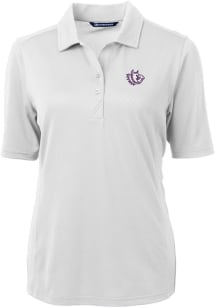 Cutter and Buck TCU Horned Frogs Womens White Virtue Eco Pique Short Sleeve Polo Shirt