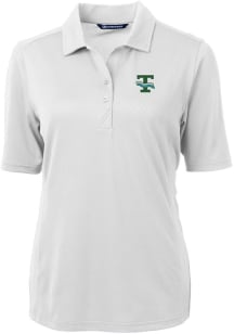 Cutter and Buck Tulane Green Wave Womens White Virtue Eco Pique Short Sleeve Polo Shirt