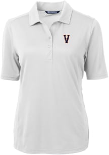 Cutter and Buck Virginia Cavaliers Womens White Virtue Eco Pique Short Sleeve Polo Shirt