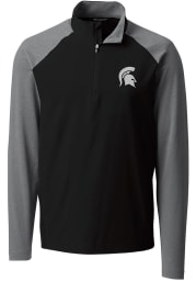 Cutter and Buck Michigan State Spartans Mens Black Response Hybrid Long Sleeve 1/4 Zip Pullover