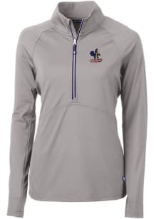 Cutter and Buck Delaware Fightin' Blue Hens Womens Grey Adapt Eco 1/4 Zip Pullover