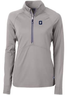Cutter and Buck Georgetown Hoyas Womens Grey Adapt Eco 1/4 Zip Pullover