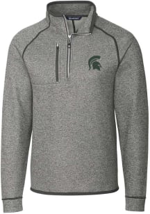 Mens Michigan State Spartans Grey Cutter and Buck Mainsail 1/4 Zip Pullover