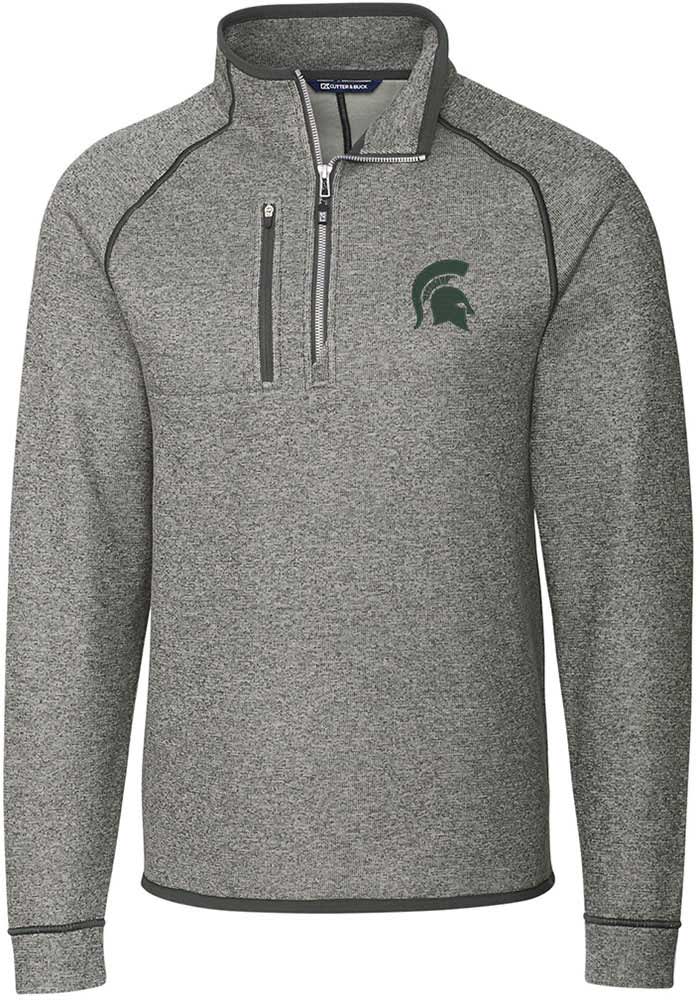 Cutter and Buck Michigan State Spartans Mens Grey Mainsail Long Sleeve 1/4 Zip Pullover