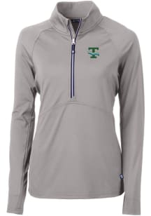 Cutter and Buck Tulane Green Wave Womens Grey Adapt Eco 1/4 Zip Pullover