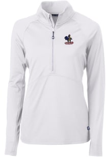 Cutter and Buck Delaware Fightin' Blue Hens Womens White Adapt Eco 1/4 Zip Pullover