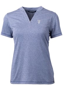 Cutter and Buck Villanova Wildcats Womens Navy Blue Forge Blade Short Sleeve T-Shirt