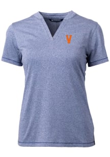 Cutter and Buck Virginia Cavaliers Womens Navy Blue Forge Blade Short Sleeve T-Shirt