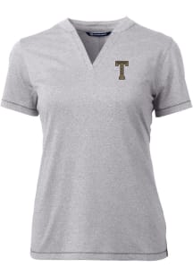 Cutter and Buck GA Tech Yellow Jackets Womens Grey Forge Blade Short Sleeve T-Shirt