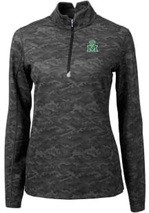 Cutter and Buck Marshall Thundering Herd Womens Black Traverse Camo 1/4 Zip Pullover