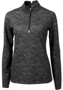 Cutter and Buck Southern Illinois Salukis Womens Black Traverse Camo 1/4 Zip Pullover