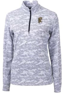 Cutter and Buck Grambling State Tigers Womens Grey Traverse Camo 1/4 Zip Pullover