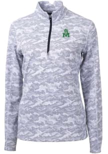 Cutter and Buck Marshall Thundering Herd Womens Grey Traverse Camo 1/4 Zip Pullover