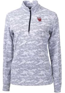 Cutter and Buck Ole Miss Rebels Womens Grey Traverse Camo 1/4 Zip Pullover