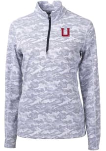 Cutter and Buck Utah Utes Womens Grey Traverse Camo 1/4 Zip Pullover