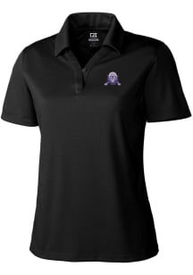 Womens Northwestern Wildcats Black Cutter and Buck Vault Drytec Genre Short Sleeve Polo Shirt
