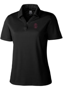 Cutter and Buck Southern Illinois Salukis Womens Black Drytec Genre Textured Short Sleeve Polo S..