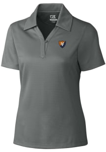 Cutter and Buck Illinois Fighting Illini Womens Grey Drytec Genre Textured Short Sleeve Polo Shi..