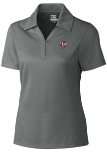 Cutter and Buck Louisville Cardinals Womens Grey Drytec Genre Textured Short Sleeve Polo Shirt