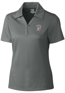 Cutter and Buck Mississippi State Bulldogs Womens Grey Drytec Genre Textured Short Sleeve Polo S..
