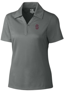 Cutter and Buck Southern Illinois Salukis Womens Grey Drytec Genre Textured Short Sleeve Polo Sh..