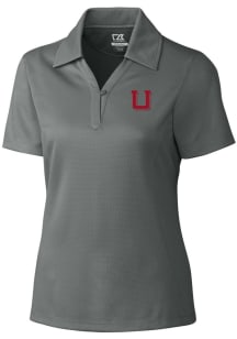 Cutter and Buck Utah Utes Womens Grey Drytec Genre Textured Short Sleeve Polo Shirt