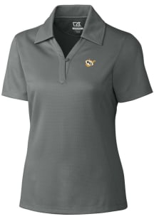 Cutter and Buck West Virginia Mountaineers Womens Grey Drytec Genre Textured Short Sleeve Polo S..