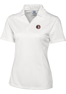 Cutter and Buck Florida State Seminoles Womens White Drytec Genre Textured Short Sleeve Polo Shi..