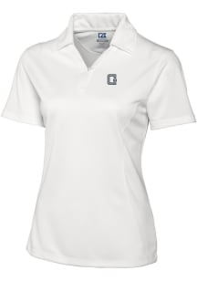 Cutter and Buck Georgetown Hoyas Womens White Drytec Genre Textured Short Sleeve Polo Shirt