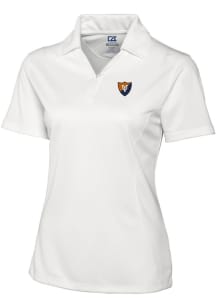 Cutter and Buck Illinois Fighting Illini Womens White Drytec Genre Textured Short Sleeve Polo Sh..