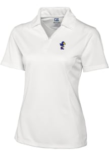 Cutter and Buck Kansas Jayhawks Womens White Drytec Genre Textured Short Sleeve Polo Shirt