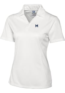 Womens Michigan Wolverines White Cutter and Buck Vault Drytec Genre Textured Short Sleeve Polo S..
