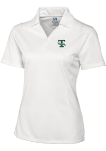 Cutter and Buck Tulane Green Wave Womens White Drytec Genre Textured Short Sleeve Polo Shirt