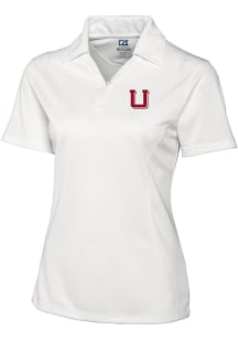 Cutter and Buck Utah Utes Womens White Drytec Genre Textured Short Sleeve Polo Shirt