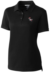 Cutter and Buck NC State Wolfpack Womens Black Advantage Pique Short Sleeve Polo Shirt