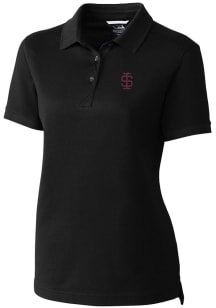 Cutter and Buck Southern Illinois Salukis Womens Black Advantage Pique Short Sleeve Polo Shirt