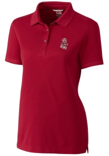 Cutter and Buck Washington State Cougars Womens Red Advantage Pique Short Sleeve Polo Shirt