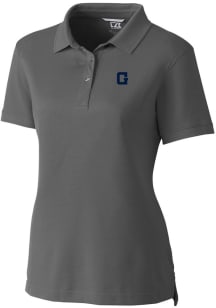 Cutter and Buck Georgetown Hoyas Womens Grey Advantage Pique Short Sleeve Polo Shirt