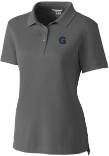 Cutter and Buck Gonzaga Bulldogs Womens Grey Advantage Pique Short Sleeve Polo Shirt