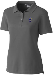 Cutter and Buck Kansas Jayhawks Womens Grey Advantage Pique Short Sleeve Polo Shirt
