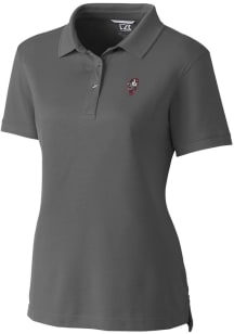 Womens Ohio State Buckeyes Grey Cutter and Buck Vault Advantage Short Sleeve Polo Shirt
