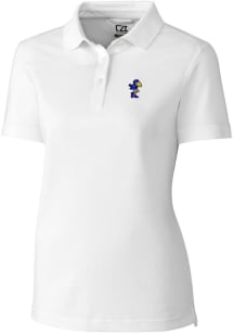 Cutter and Buck Kansas Jayhawks Womens White Advantage Pique Short Sleeve Polo Shirt