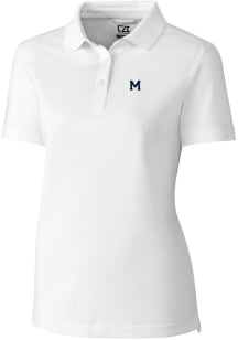 Cutter and Buck Michigan Wolverines Womens White Advantage Pique Short Sleeve Polo Shirt